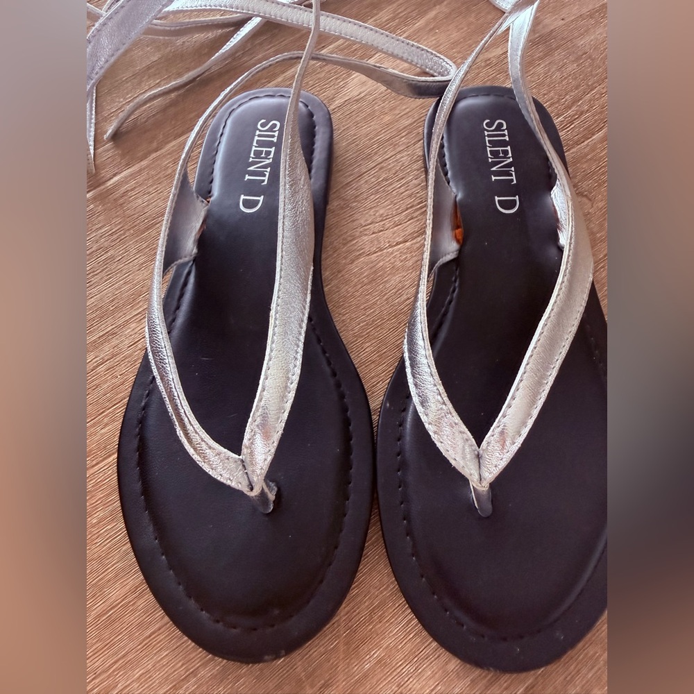 Silent D Silver Ankle Wrap Sandal Anthropologie